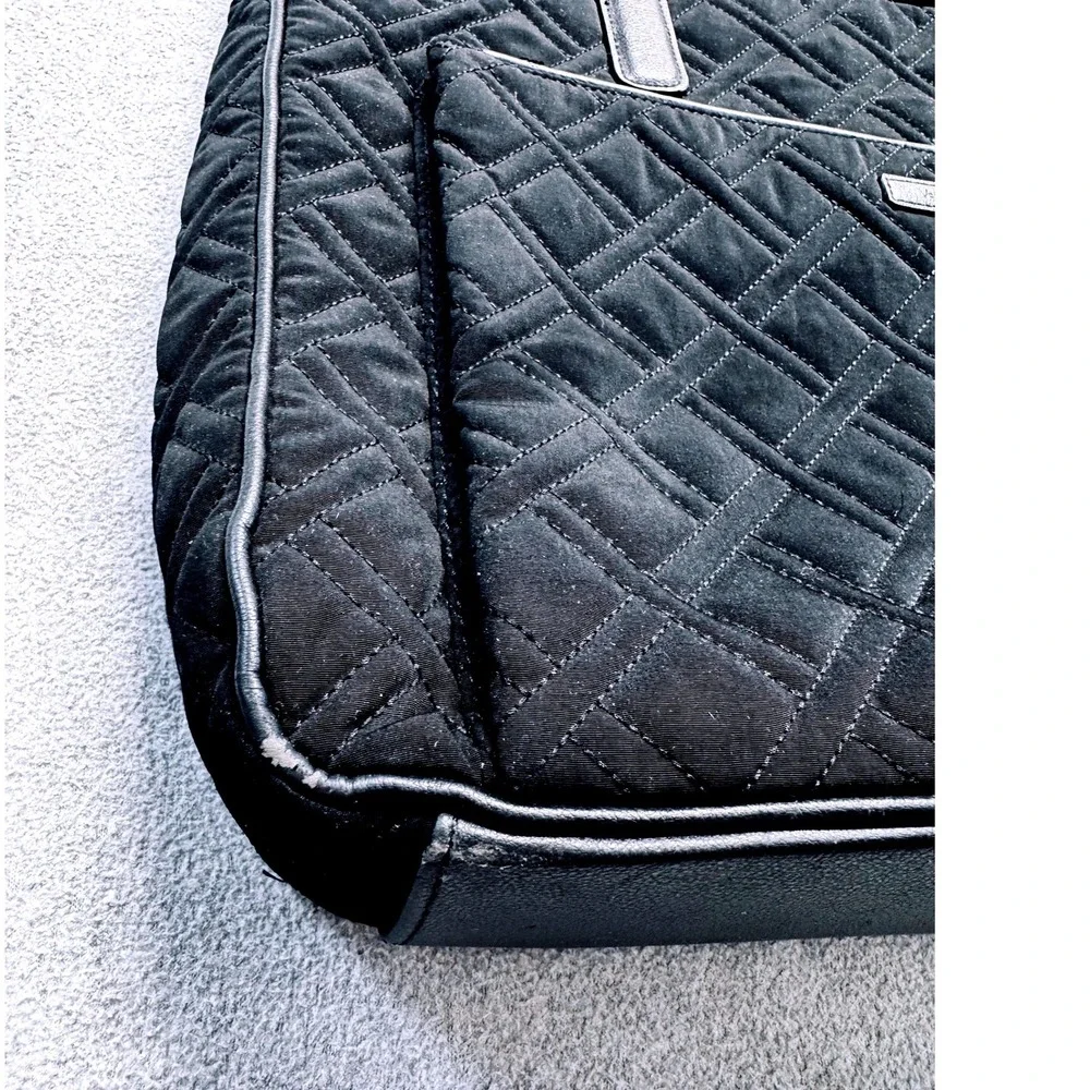 Vera Bradley Black Quilted Tote Bag Large Travel Work Laptop Shoulder Purse